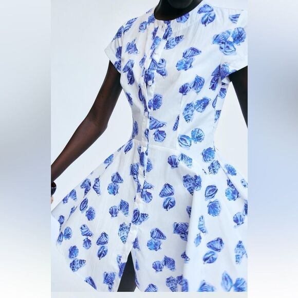 Zara shell printed short cotton dress - Picture 9 of 12